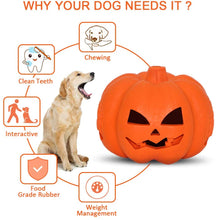 Load image into Gallery viewer, Pumpkin Chew Toy and Treat Dispenser, good for tooth cleaning